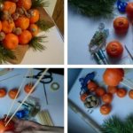 DIY bouquet of tangerines and fir branches