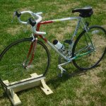 wooden stand for bicycle wheel