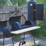 photo: smoker barbecue smokehouse made from gas cylinders