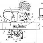 Layout of the power unit and transmission of the walk-behind tractor