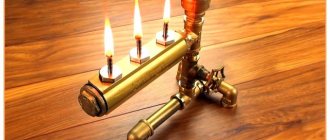 DIY oil lamp made from plumbing parts