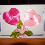 Master class on making “Hearts” postcards using Iris folding and kanzashi techniques