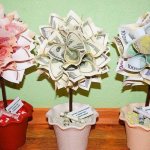 DIY money topiary: step-by-step photos and videos
